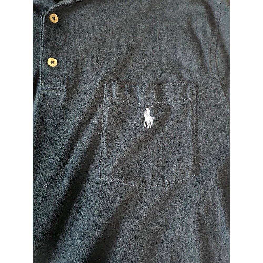 Polo Ralph Lauren Mens Large Navy Blue Pocket Polo Shirt Classic Fit Cotton - Picture 4 of 7